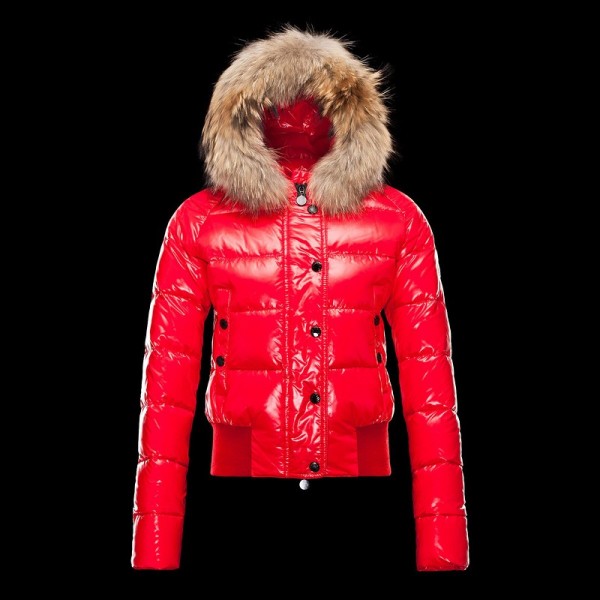 Moncler Fashion rosso Pelliccia protezione calDonna Giacche uscita